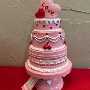 NWT Sweet Treats Valentine's Day 3-Tier Cake on Stand Decor Figurine - 13.5" H